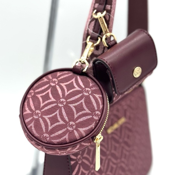 Michael Kors Jet Set Logo Crossbody Bag with Case for Apple AirPods Pro Ox Blood - Picture 4 of 9